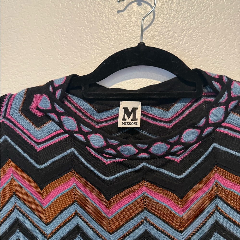 Missoni Multicolor Chevron Knit Sleeveless Sweatshirt - Black, Pink, Blue, Brown - Picture 13 of 15